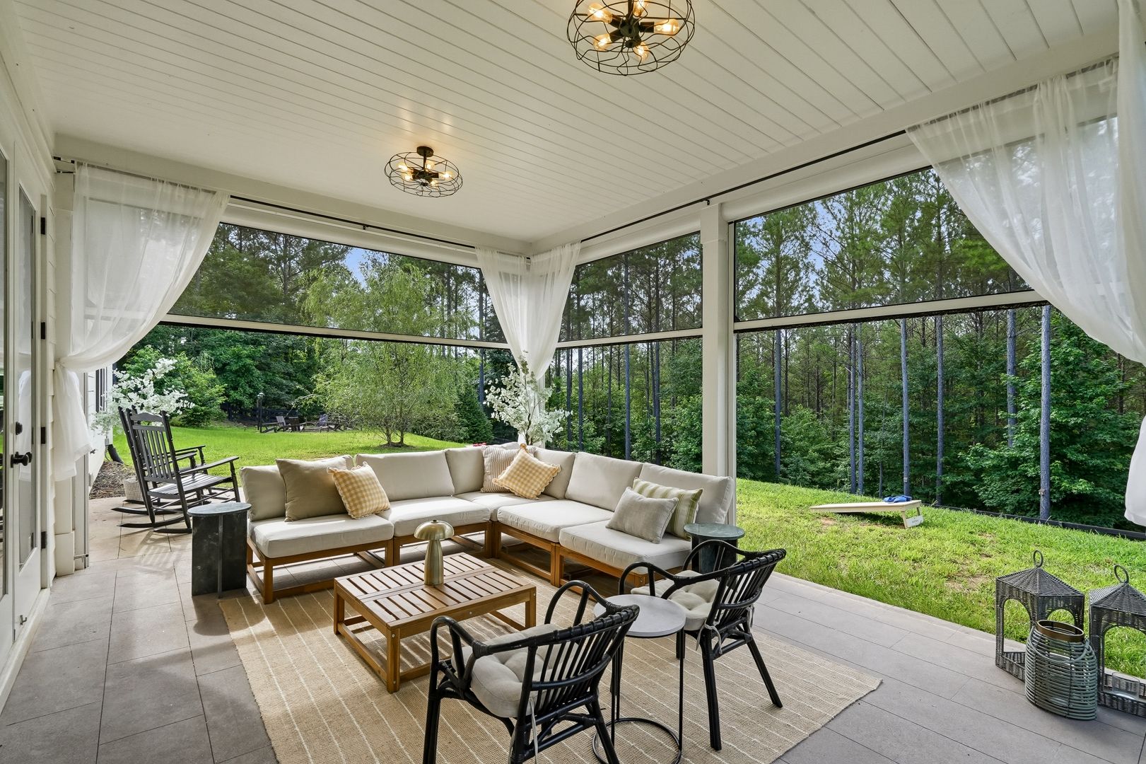 Screened porch looking into the North Georgia pines